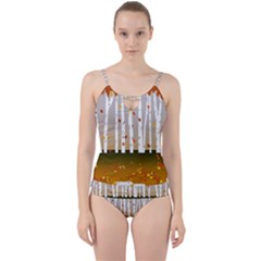 Birch Trees Fall Autumn Leaves Cut Out Top Tankini Set by Sarkoni