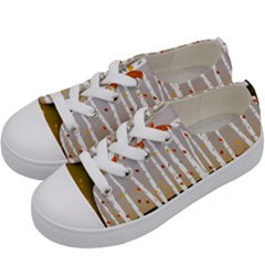 Birch Trees Fall Autumn Leaves Kids  Low Top Canvas Sneakers by Sarkoni