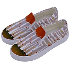 Birch Trees Fall Autumn Leaves Kids  Canvas Slip Ons by Sarkoni