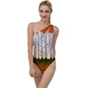 Birch Trees Fall Autumn Leaves To One Side Swimsuit View1