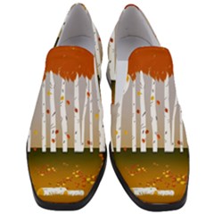 Birch Trees Fall Autumn Leaves Women Slip On Heel Loafers by Sarkoni