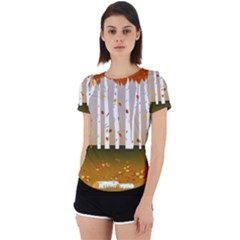 Birch Trees Fall Autumn Leaves Back Cut Out Sport T-shirt by Sarkoni