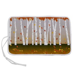 Birch Trees Fall Autumn Leaves Pen Storage Case (m) by Sarkoni