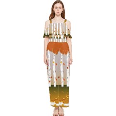 Birch Trees Fall Autumn Leaves Draped Sleeveless Chiffon Jumpsuit by Sarkoni