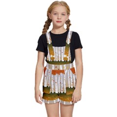 Birch Trees Fall Autumn Leaves Kids  Short Overalls by Sarkoni