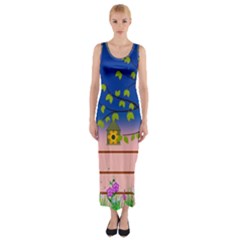 Vector Graphic Illustration Wallpaper Fitted Maxi Dress by Sarkoni