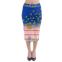 Vector Graphic Illustration Wallpaper Midi Pencil Skirt by Sarkoni