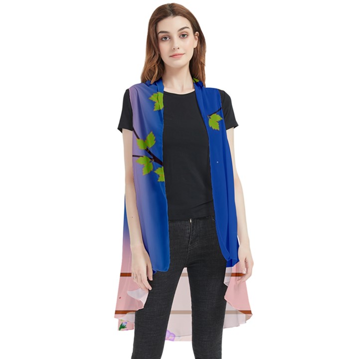 Vector Graphic Illustration Wallpaper Sleeveless Chiffon Waistcoat Shirt