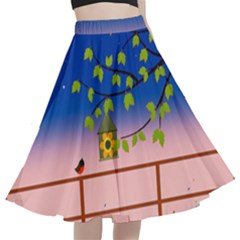 Vector Graphic Illustration Wallpaper A-line Full Circle Midi Skirt With Pocket by Sarkoni