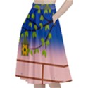 Vector Graphic Illustration Wallpaper A-Line Full Circle Midi Skirt With Pocket View2