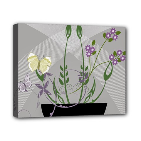 Flower Butterfly Pot Canvas 10  X 8  (stretched) by Sarkoni