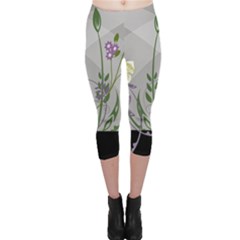 Flower Butterfly Pot Capri Leggings  by Sarkoni