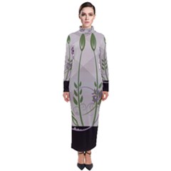 Flower Butterfly Pot Turtleneck Maxi Dress by Sarkoni