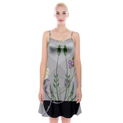 Flower Butterfly Pot Spaghetti Strap Velvet Dress by Sarkoni