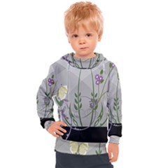 Flower Butterfly Pot Kids  Hooded Pullover by Sarkoni