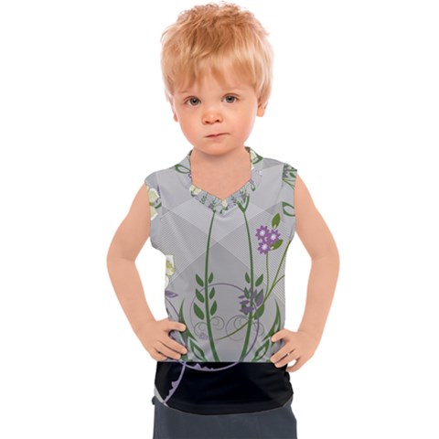 Flower Butterfly Pot Kids  Sport Tank Top by Sarkoni