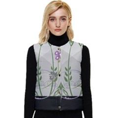 Flower Butterfly Pot Women s Button Up Puffer Vest by Sarkoni