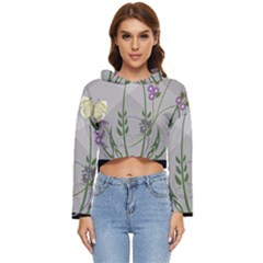 Flower Butterfly Pot Women s Lightweight Cropped Hoodie by Sarkoni