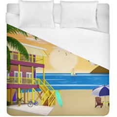 Vector Graphic Clipart Beach House Duvet Cover (king Size) by Sarkoni