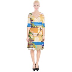 Vector Graphic Clipart Beach House Wrap Up Cocktail Dress