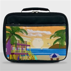 Vector Graphic Clipart Beach House Lunch Bag by Sarkoni