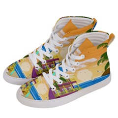 Vector Graphic Clipart Beach House Men s Hi-top Skate Sneakers by Sarkoni