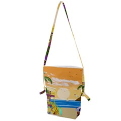 Vector Graphic Clipart Beach House Folding Shoulder Bag by Sarkoni