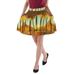 Mountains Fall Flowers A-line Pocket Skirt