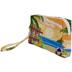 Vector Graphic Clipart Beach House Wristlet Pouch Bag (small) by Sarkoni