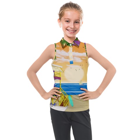 Vector Graphic Clipart Beach House Kids  Sleeveless Polo T-shirt by Sarkoni