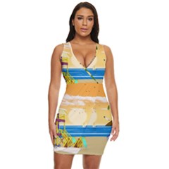 Vector Graphic Clipart Beach House Draped Bodycon Dress by Sarkoni