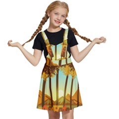 Mountains Fall Flowers Kids  Apron Dress by Sarkoni