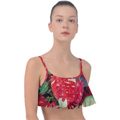 Poinsettia Christmas Star Plant Frill Bikini Top by Sarkoni