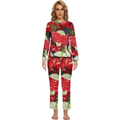 Poinsettia Christmas Star Plant Womens  Long Sleeve Lightweight Pajamas Set by Sarkoni