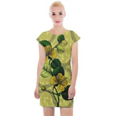 Flower Blossom Cap Sleeve Bodycon Dress by Sarkoni