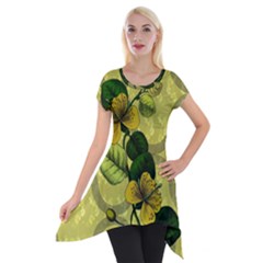 Flower Blossom Short Sleeve Side Drop Tunic by Sarkoni