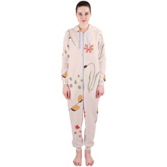 Spring Art Floral Pattern Design Hooded Jumpsuit (ladies) by Sarkoni