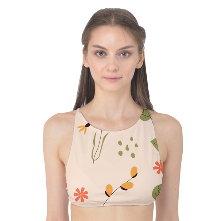 Spring Art Floral Pattern Design Tank Bikini Top