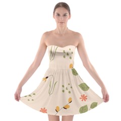 Spring Art Floral Pattern Design Strapless Bra Top Dress by Sarkoni