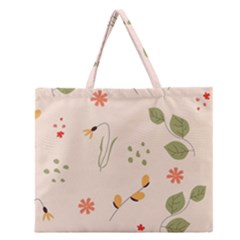 Spring Art Floral Pattern Design Zipper Large Tote Bag by Sarkoni