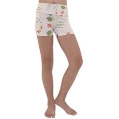 Spring Art Floral Pattern Design Kids  Lightweight Velour Yoga Shorts by Sarkoni