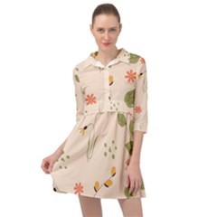 Spring Art Floral Pattern Design Mini Skater Shirt Dress by Sarkoni