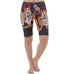 Christmas Santa Claus Dog Sled Cropped Leggings  by Sarkoni