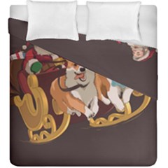 Christmas Santa Claus Dog Sled Duvet Cover Double Side (king Size) by Sarkoni