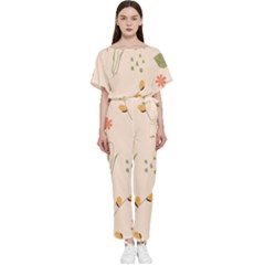 Spring Art Floral Pattern Design Batwing Lightweight Chiffon Jumpsuit by Sarkoni