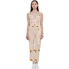 Spring Art Floral Pattern Design V-neck Camisole Jumpsuit by Sarkoni