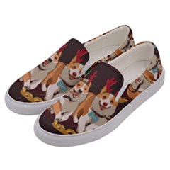 Christmas Santa Claus Dog Sled Men s Canvas Slip Ons by Sarkoni