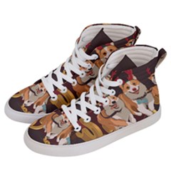 Christmas Santa Claus Dog Sled Men s Hi-top Skate Sneakers by Sarkoni