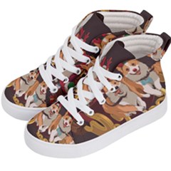 Christmas Santa Claus Dog Sled Kids  Hi-top Skate Sneakers by Sarkoni