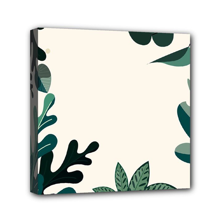 Leaves Plants Foliage Border Mini Canvas 6  x 6  (Stretched)